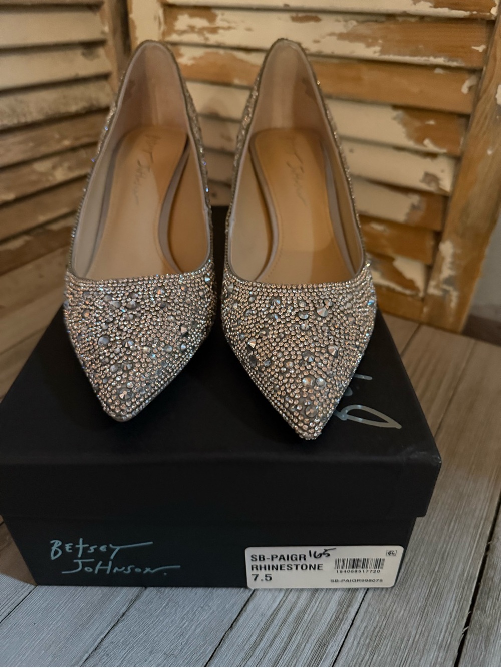Betsey Johnson Silver Rhinestone Pointed Toe Heels